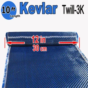 KEVLAR ARAMID Fabric - 12 in x 10 ft - Twill - 240g/m2 - 3K TOW (Blue)