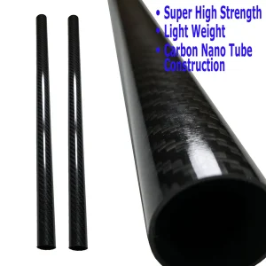 Carbon Fiber Tube - 25mm x 23mm x 500mm - 3K Roll Wrapped 100% Carbon Fiber Tube Glossy Surface
